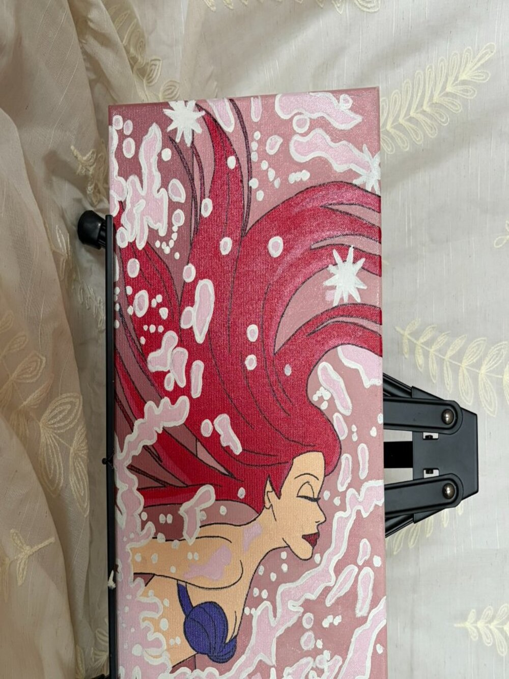 Hand Painted Mermaid Inspired Pink Acrylic Canvas Wall Art 10x20